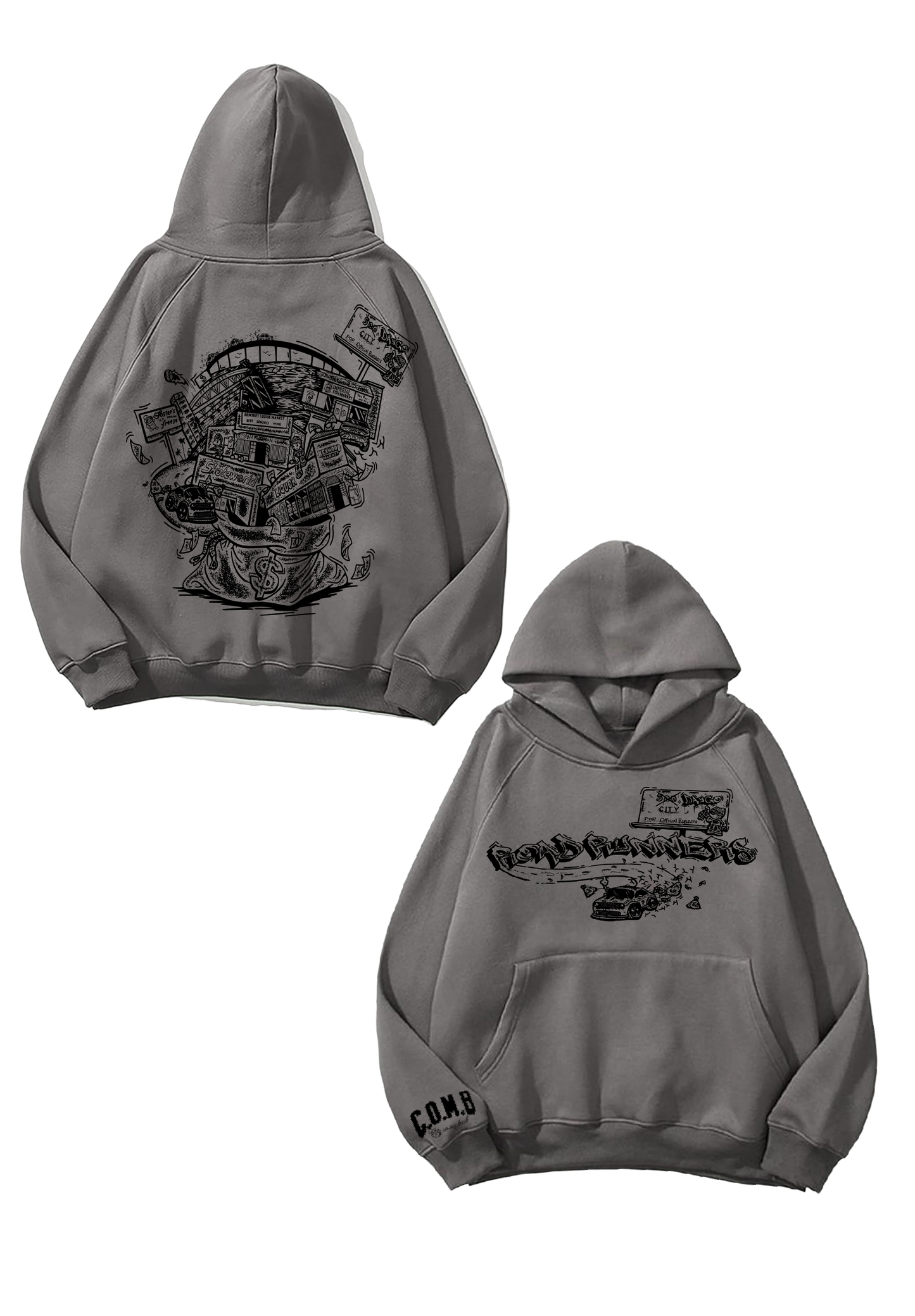“ C.O.M.B” GREY HOODIE